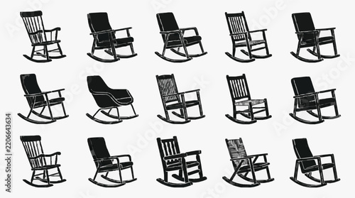 Rocking Chairs Collection Variety of Classic Designs Black and White