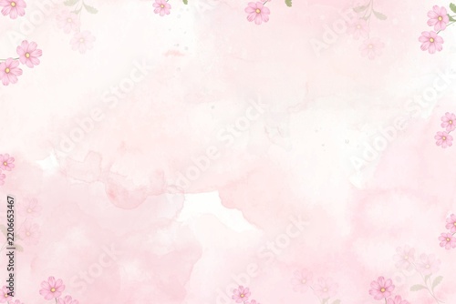 Pink cherry blossoms Elegant Watercolor Party Invitation.