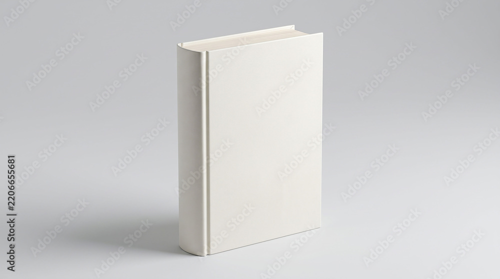 Fototapeta premium Blank white hardcover book standing vertically mockup