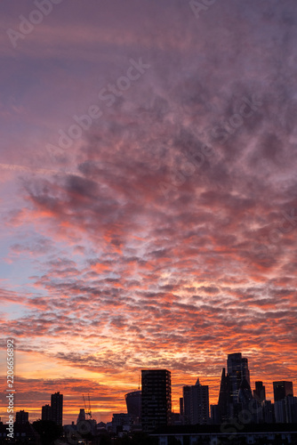 The sun begins to set over London