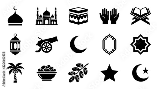 Картината върху платно Collection of traditional islamic culture symbols and religious icons with mosqu