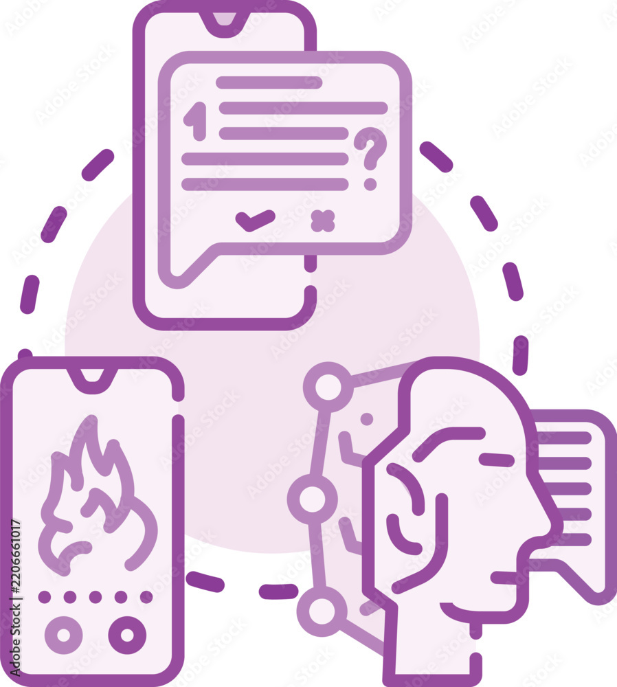 Fototapeta premium Customer support agent working in a call center, assisting users with inquiries, frequently asked questions, and general client service through digital communication channels or a chatbot