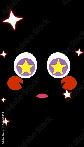 Starry eyed emoji face vector illustration with happy emoticon outline design simple icon, Eyes, Celestial