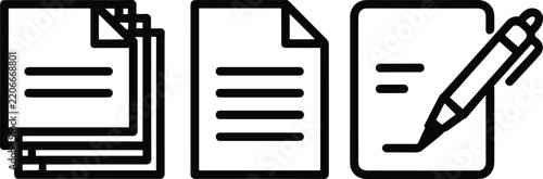 Document and Writing Icons for Editing and Paperwork