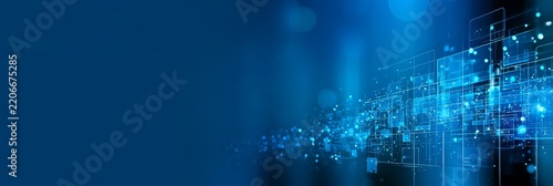 Enterprise Resource Planning Digital Network on Dark Blue Wide Banner