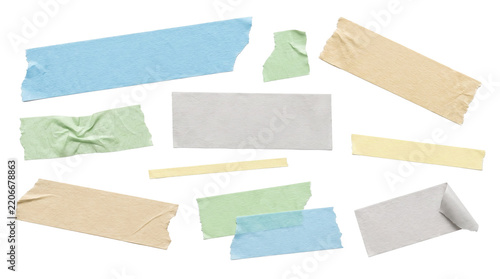Assorted colorful masking tapes arranged with a clean backdrop for crafting and design projects Isolated on transparent background