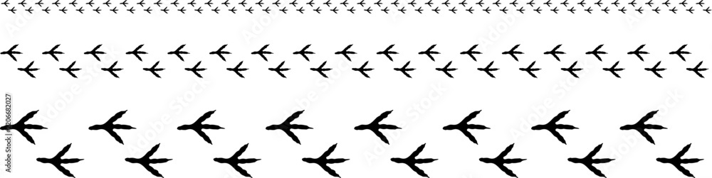Obraz premium Bird footprint icon, chicken paw vector track, turkey foot print line pattern