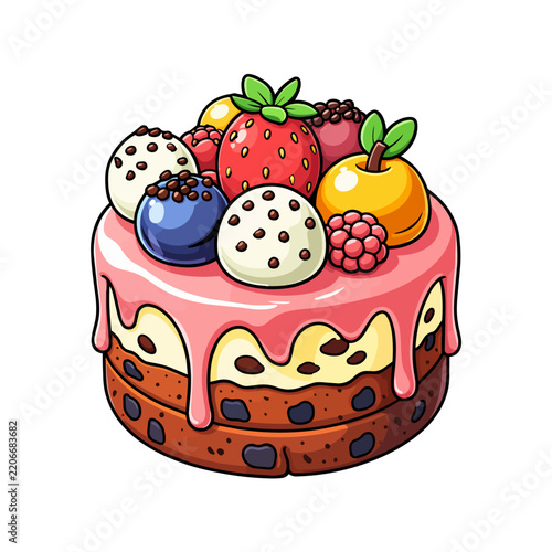 Cake with berries vector illustration