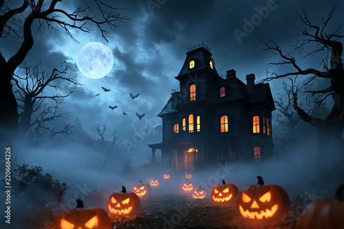 halloween mysterious house, AI generated