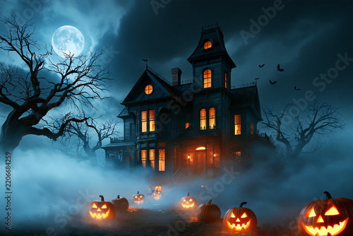 halloween mysterious house, AI generated