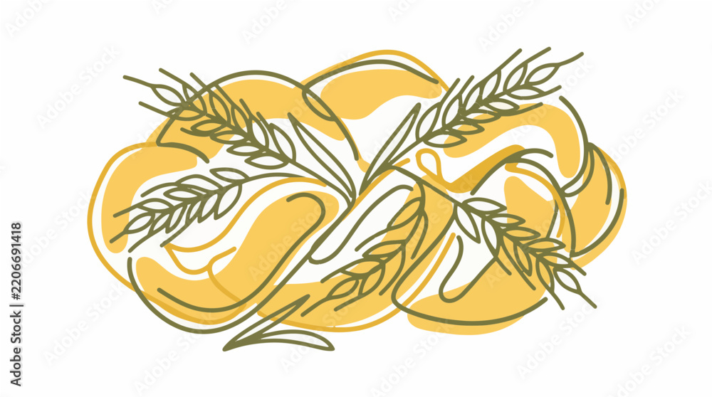 Fototapeta premium Thanks giving vektor illustration of braided bread and wheat