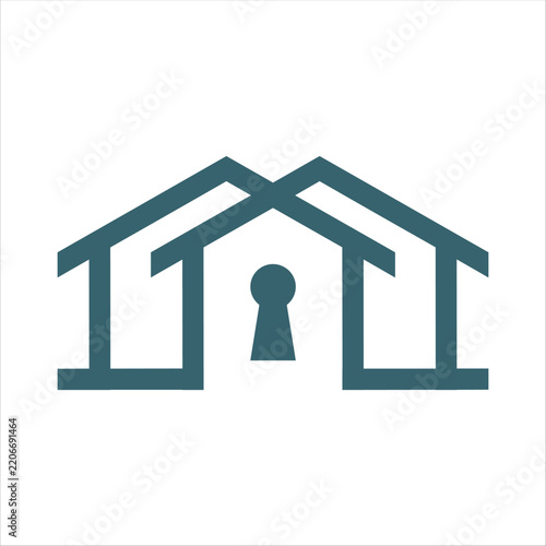 Modern real estate logo vector featuring a minimalist house and architectural elements, symbolizing property, residential development, housing, investment, construction, and professional real estate s