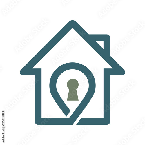 Modern real estate logo vector featuring a minimalist house and architectural elements, symbolizing property, residential development, housing, investment, construction, and professional real estate s