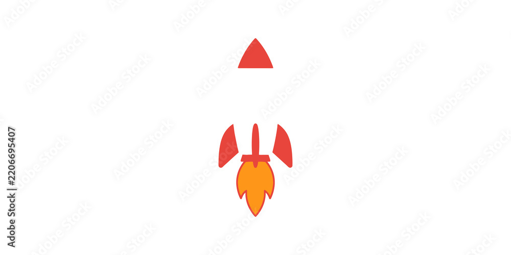 Fototapeta premium Red rocket ship launching with fire and smoke on transparent background.