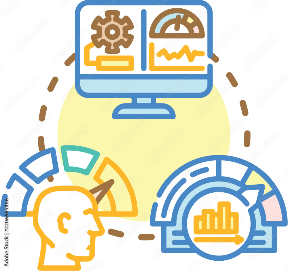 Fototapeta premium Human resources managers measuring current employee productivity and analyzing professional skills for career growth, providing feedback for business development and improvement