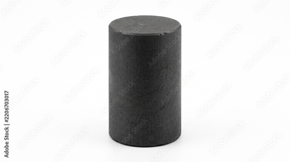 Fototapeta premium Black cylindrical podium for product display isolated on white background
