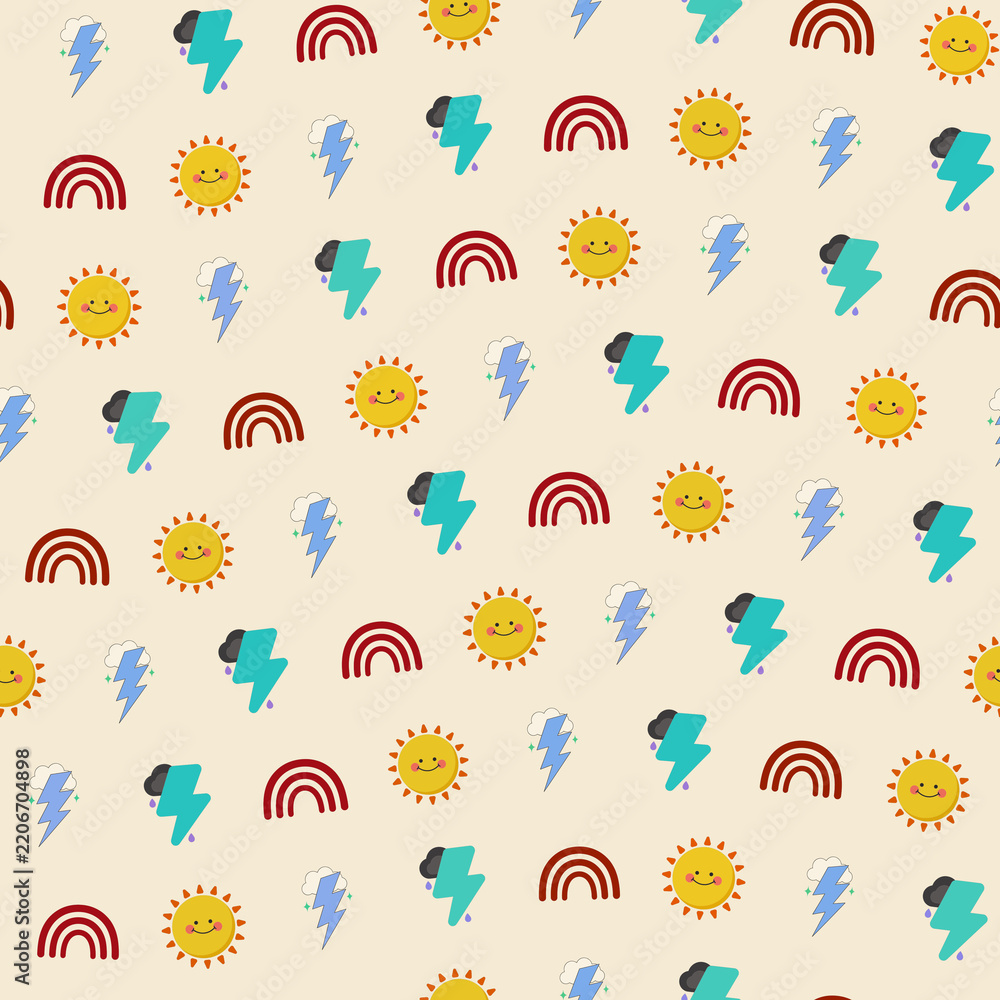 Obraz premium Seamless pattern of cartoon weather icons