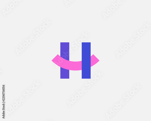 Universal H letter initial monogram vector logo. Abstract cooperation, partnership and bridge sign. Modern alliance logotype for social, team, consulting and networking platforms.