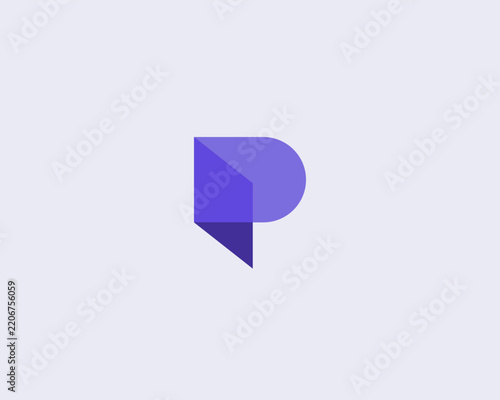 Abstract letter P from geometric shapes vector logo. Creative initial monogram. Modern origami logotype for tech, software, media and creative agencies.