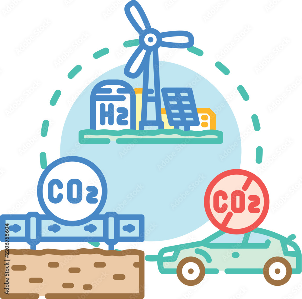 Obraz premium Global efforts reducing greenhouse gas emissions and carbon footprint, balancing energy consumption with environmental impact for sustainable future development and a healthy planet