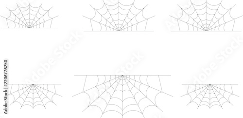 A set of half radial halloween cobweb borders vector illustration isolated on transparent background ideal for framing spooky banners and party invitations.