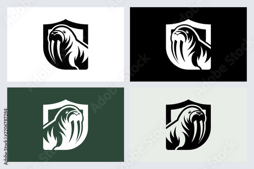 Walrus Shield Logo Icon Set