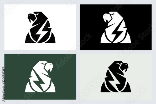 Walrus Lightning Bolt Logo Vector Set