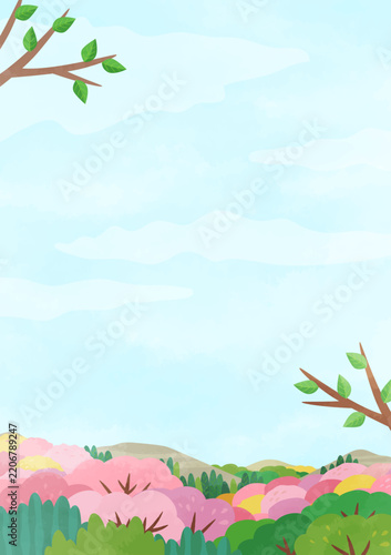 illustration of spring mountain scenery
