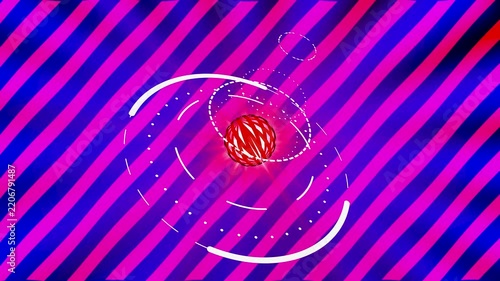 Creative digital animation with red and white patterns on a colorful background. loop animation