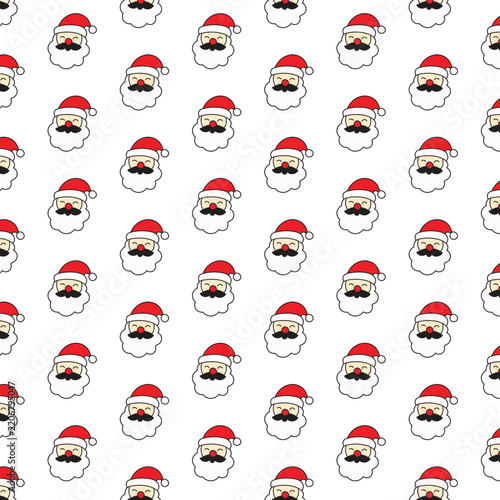Seamless christmas pattern featuring smiling santa claus faces