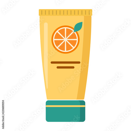 Yellow vitamin C face wash tube with orange slice