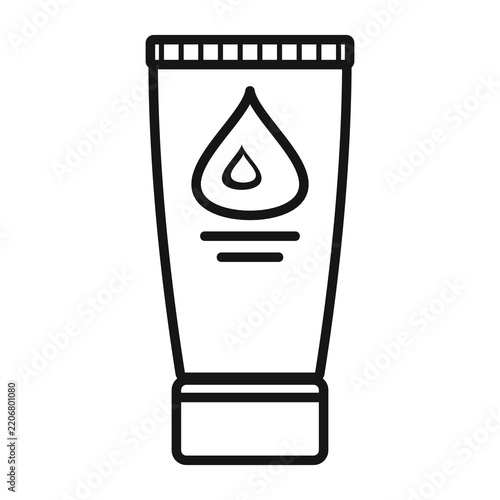 Face wash tube outline icon with water drop