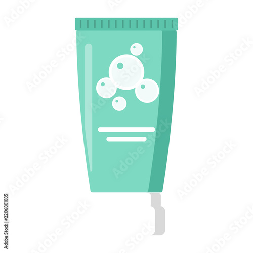 Mint face wash tube with foam bubbles