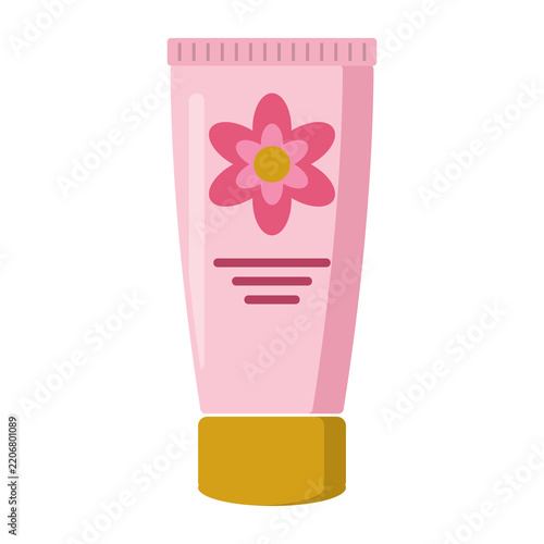 Pink face wash tube with flower