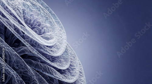 Mucosal protection layers form luminous dual barrier against soft indigo background