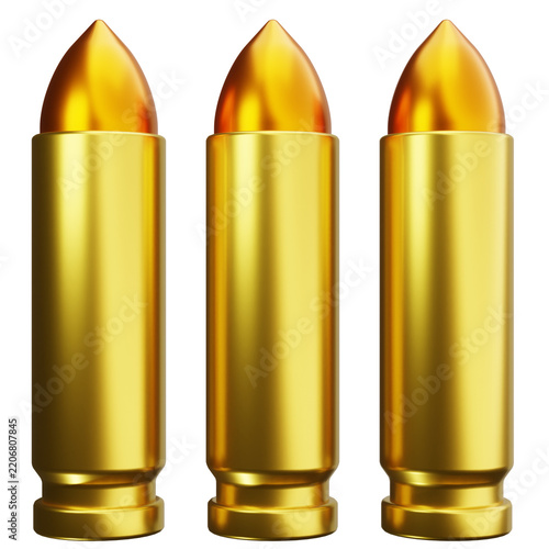 Obraz na plátně Golden Bullets Ammunition 3D Illustrations