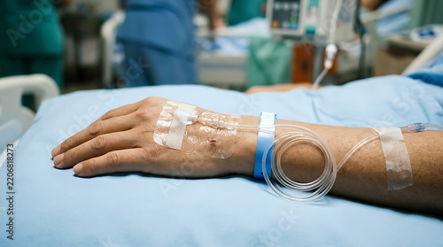 Patient Receiving Intravenous Medical Treatment.