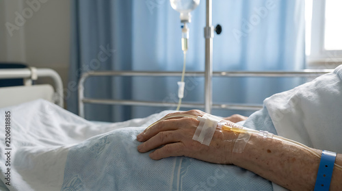 Patient Receiving IntravenousMedicalTreatmentInHospitalBed 3.