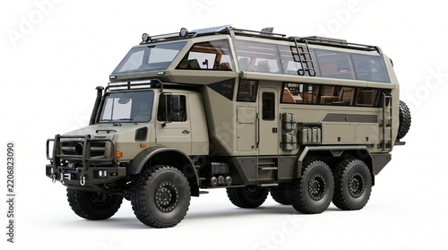 Premium safari expedition truck with panoramic observation windows