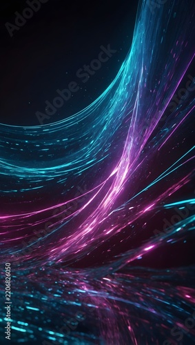Futuristic Neon Laser Light Stream with Sparkling Energy Trails
