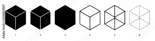 Cubes transitioning in linear ar… set with simple line art design featuring line art, illustrations, graphic resources with vector and design elements