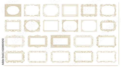 Elegant decorative picture frames collection on transparent background
