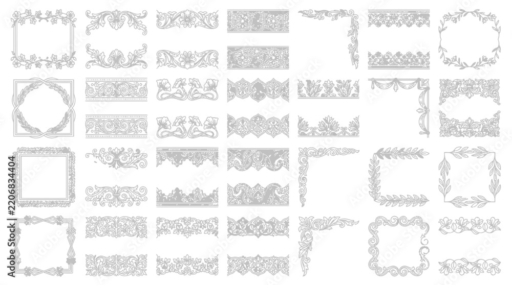 Fototapeta premium Vintage Ornamental Borders and Frames - Vector Elements
