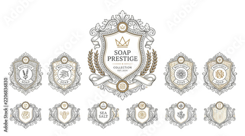 Elegant Vintage Soap Labels Collection - Crests, Emblems, Icons