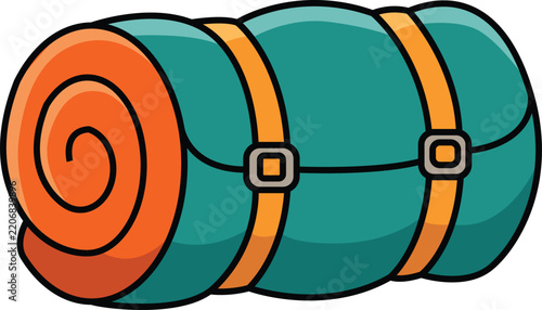 Cute Camping Sleeping Bag Cartoon Icon - Outdoor Adventure Illustration