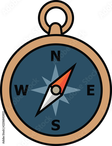 Cute Compass Cartoon Icon - Navigation and Outdoor Adventure Illustration