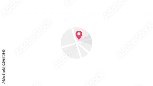 Minimalist map pin icon representing location tracking and navigation on a circular chart.