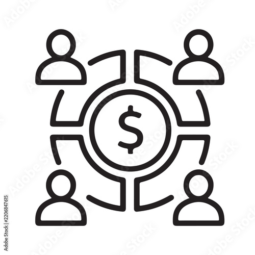 minimalist geometric financial collaboration icon 
