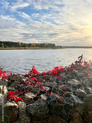 View of the river on an autumn evening.