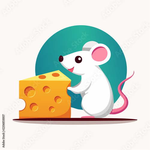 Souris mignonne avec fromage cartoon